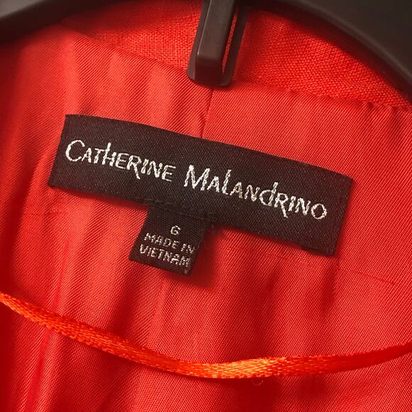 Catherine Malandrino Red Long Sleeve Open Front Linen Blazer Size 6 - Picture 14 of 15
